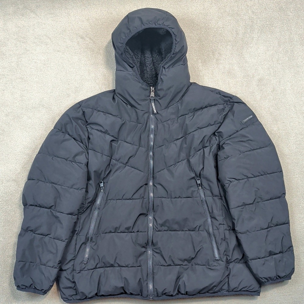 Calvin Klein Men XXL Black Puffer Jacket Sorona Aura Insulated Hooded Parka Coat